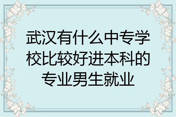 武汉有什么中专学校比较好进本科的专业男生就业