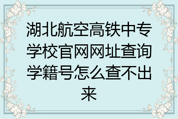 湖北航空高铁中专学校官网网址查询学籍号怎么查不出来