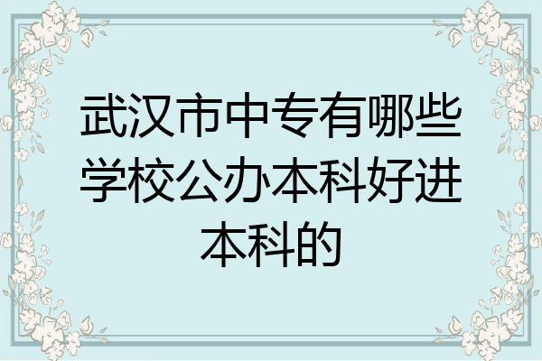 武汉市中专有哪些学校公办本科好进本科的