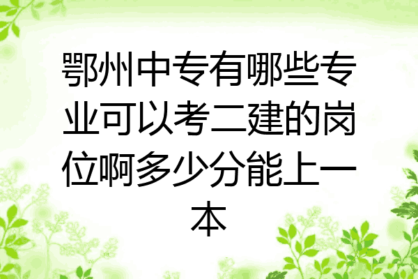 鄂州中专有哪些专业可以考二建的岗位啊多少分能上一本