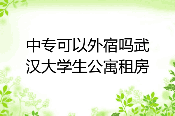 中专可以外宿吗武汉大学生公寓租房