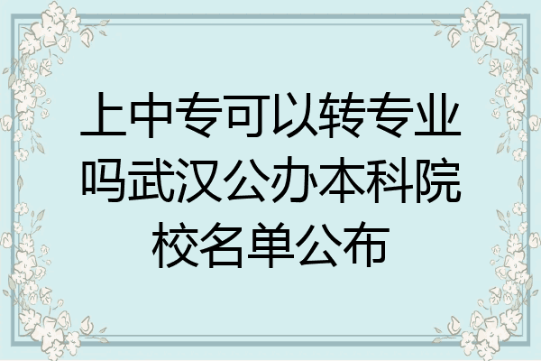 上中专可以转专业吗武汉公办本科院校名单公布
