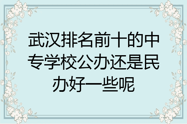 武汉排名前十的中专学校公办还是民办好一些呢