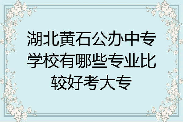湖北黄石公办中专学校有哪些专业比较好考大专