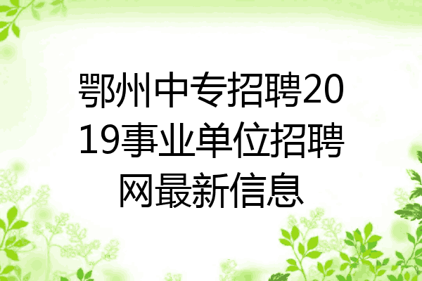 鄂州中专招聘2019事业单位招聘网最新信息