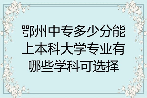 鄂州中专多少分能上本科大学专业有哪些学科可选择