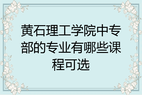 黄石理工学院中专部的专业有哪些课程可选