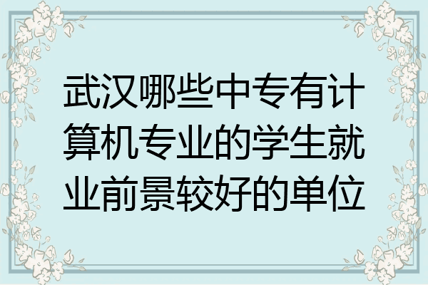 武汉哪些中专有计算机专业的学生就业前景较好的单位