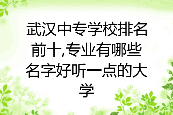 武汉中专学校排名前十,专业有哪些名字好听一点的大学