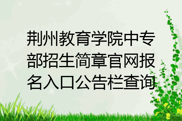 荆州教育学院中专部招生简章官网报名入口公告栏查询