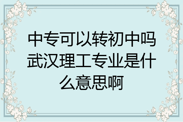 中专可以转初中吗武汉理工专业是什么意思啊