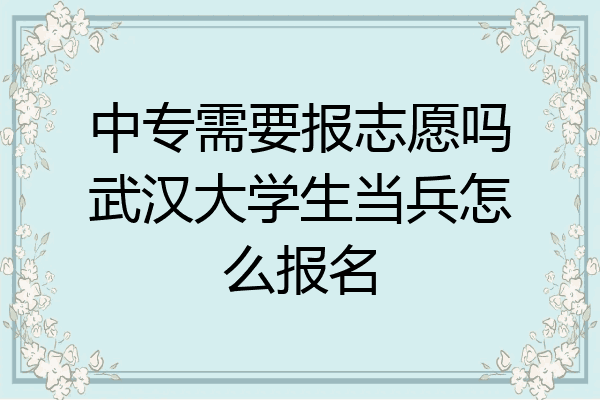 中专需要报志愿吗武汉大学生当兵怎么报名