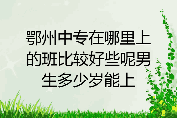 鄂州中专在哪里上的班比较好些呢男生多少岁能上