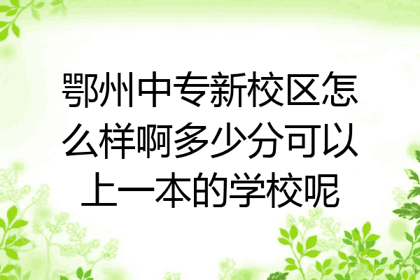 鄂州中专新校区怎么样啊多少分可以上一本的学校呢