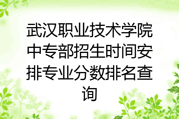 武汉职业技术学院中专部招生时间安排专业分数排名查询