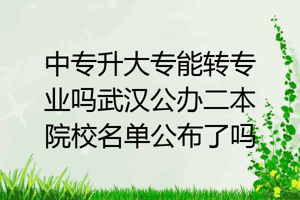 中专升大专能转专业吗武汉公办二本院校名单公布了吗