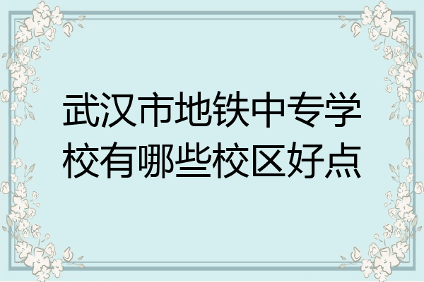 武汉市地铁中专学校有哪些校区好点