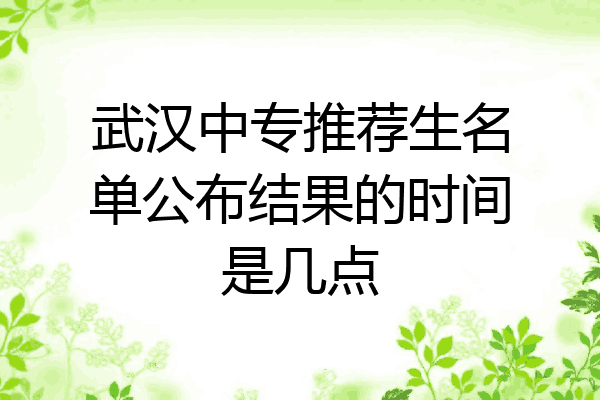 武汉中专推荐生名单公布结果的时间是几点