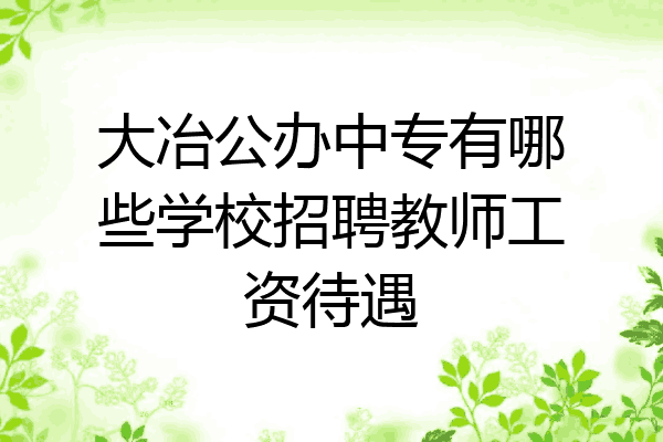 大冶公办中专有哪些学校招聘教师工资待遇
