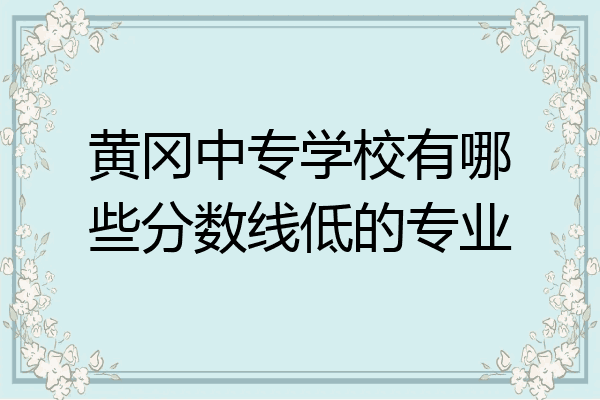 黄冈中专学校有哪些分数线低的专业