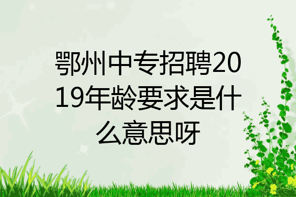 鄂州中专招聘2019年龄要求是什么意思呀