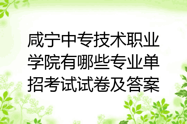 咸宁中专技术职业学院有哪些专业单招考试试卷及答案