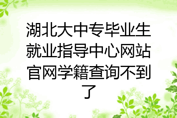 湖北大中专毕业生就业指导中心网站官网学籍查询不到了