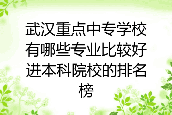 武汉重点中专学校有哪些专业比较好进本科院校的排名榜