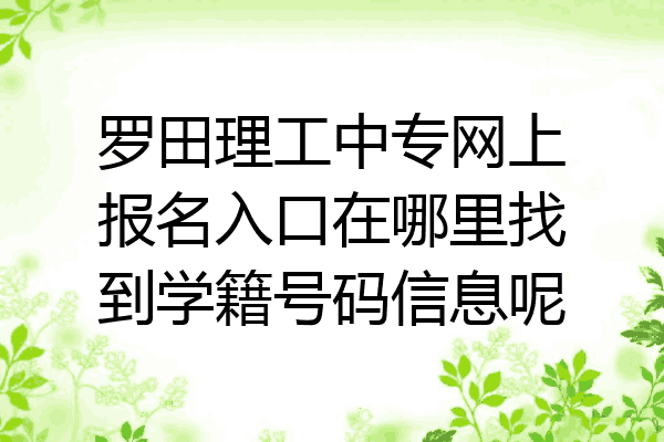 罗田理工中专网上报名入口在哪里找到学籍号码信息呢