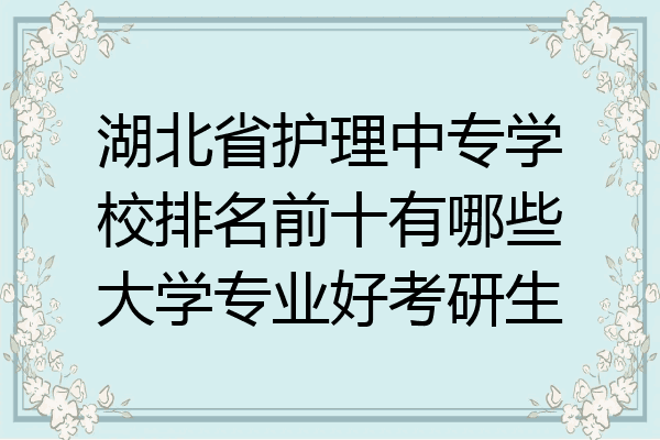 湖北省护理中专学校排名前十有哪些大学专业好考研生