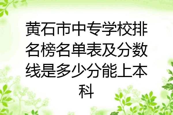黄石市中专学校排名榜名单表及分数线是多少分能上本科
