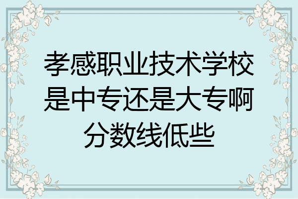 孝感职业技术学校是中专还是大专啊分数线低些