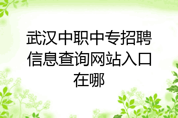 武汉中职中专招聘信息查询网站入口在哪
