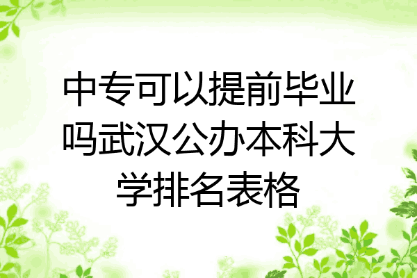 中专可以提前毕业吗武汉公办本科大学排名表格