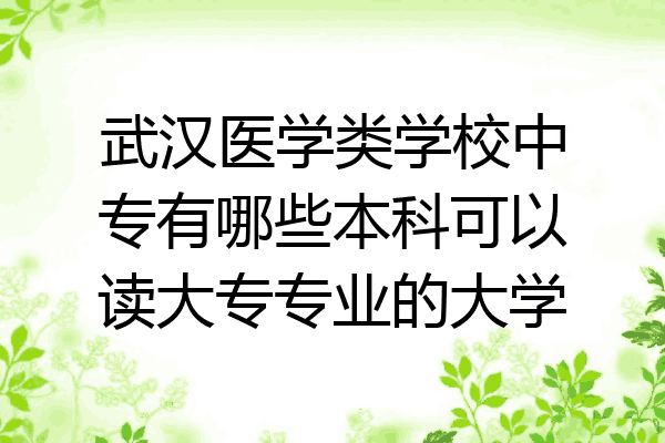 武汉医学类学校中专有哪些本科可以读大专专业的大学