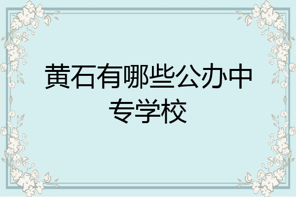 黄石有哪些公办中专学校