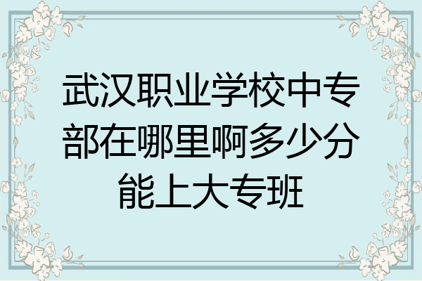 武汉职业学校中专部在哪里啊多少分能上大专班
