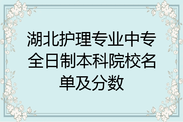 湖北护理专业中专全日制本科院校名单及分数
