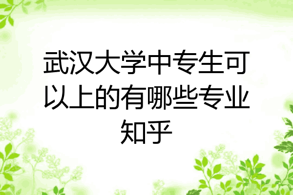 武汉大学中专生可以上的有哪些专业知乎