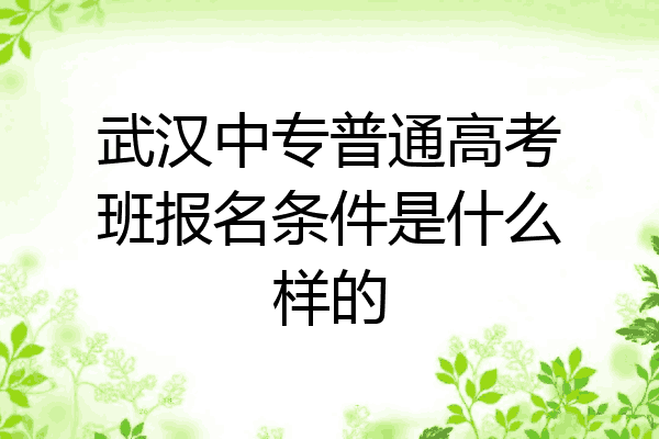 武汉中专普通高考班报名条件是什么样的