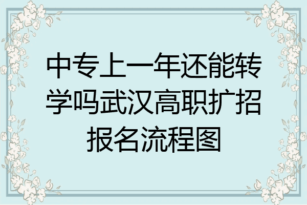 中专上一年还能转学吗武汉高职扩招报名流程图