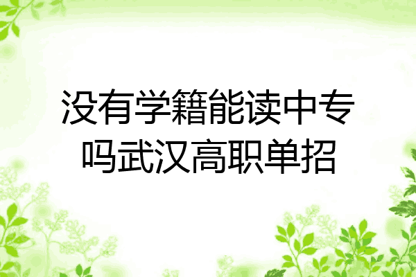 没有学籍能读中专吗武汉高职单招