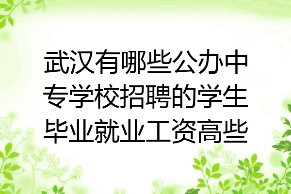 武汉有哪些公办中专学校招聘的学生毕业就业工资高些