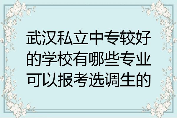 武汉私立中专较好的学校有哪些专业可以报考选调生的