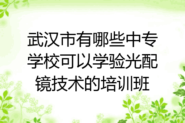 武汉市有哪些中专学校可以学验光配镜技术的培训班
