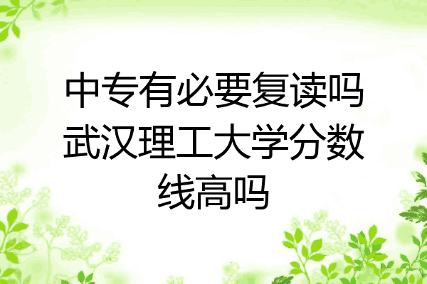 中专有必要复读吗武汉理工大学分数线高吗