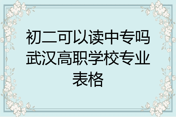 初二可以读中专吗武汉高职学校专业表格