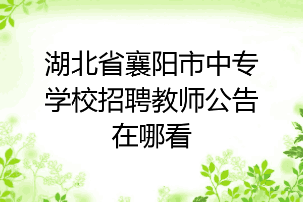 湖北省襄阳市中专学校招聘教师公告在哪看