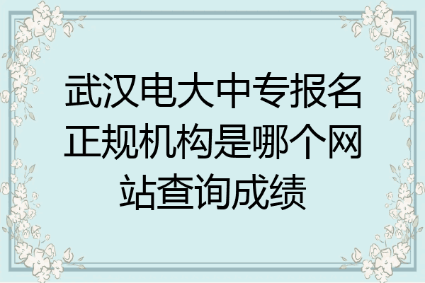 武汉电大中专报名正规机构是哪个网站查询成绩