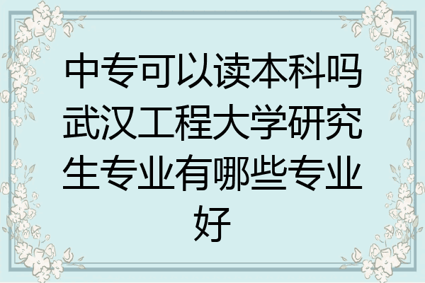中专可以读本科吗武汉工程大学研究生专业有哪些专业好